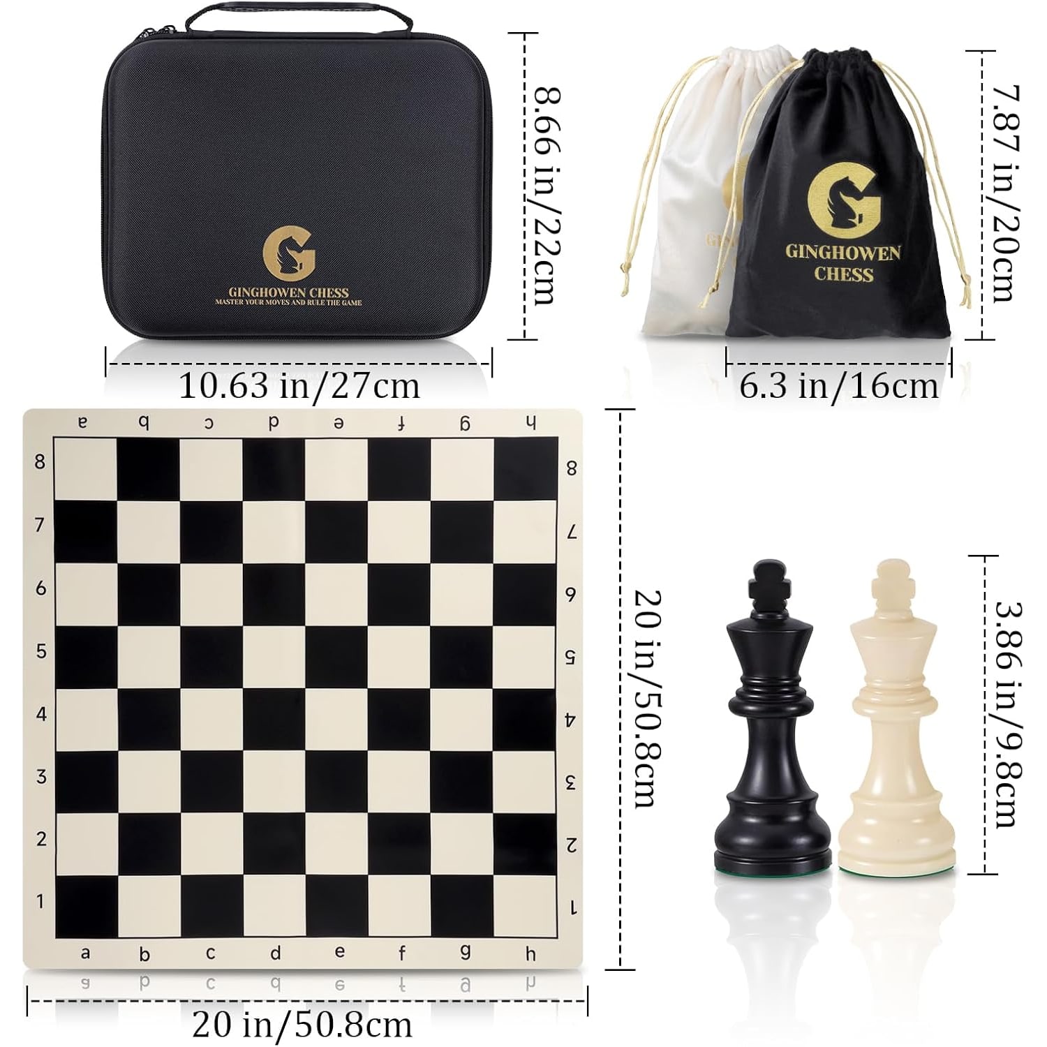 Silicone Board Chess Set 20 Inch with Weighted Pieces