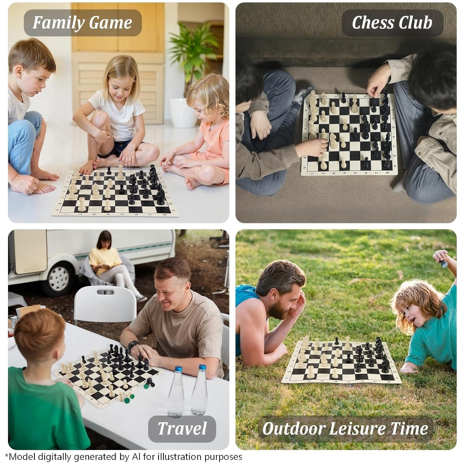 Silicone Board Chess Set 20 Inch with Weighted Pieces