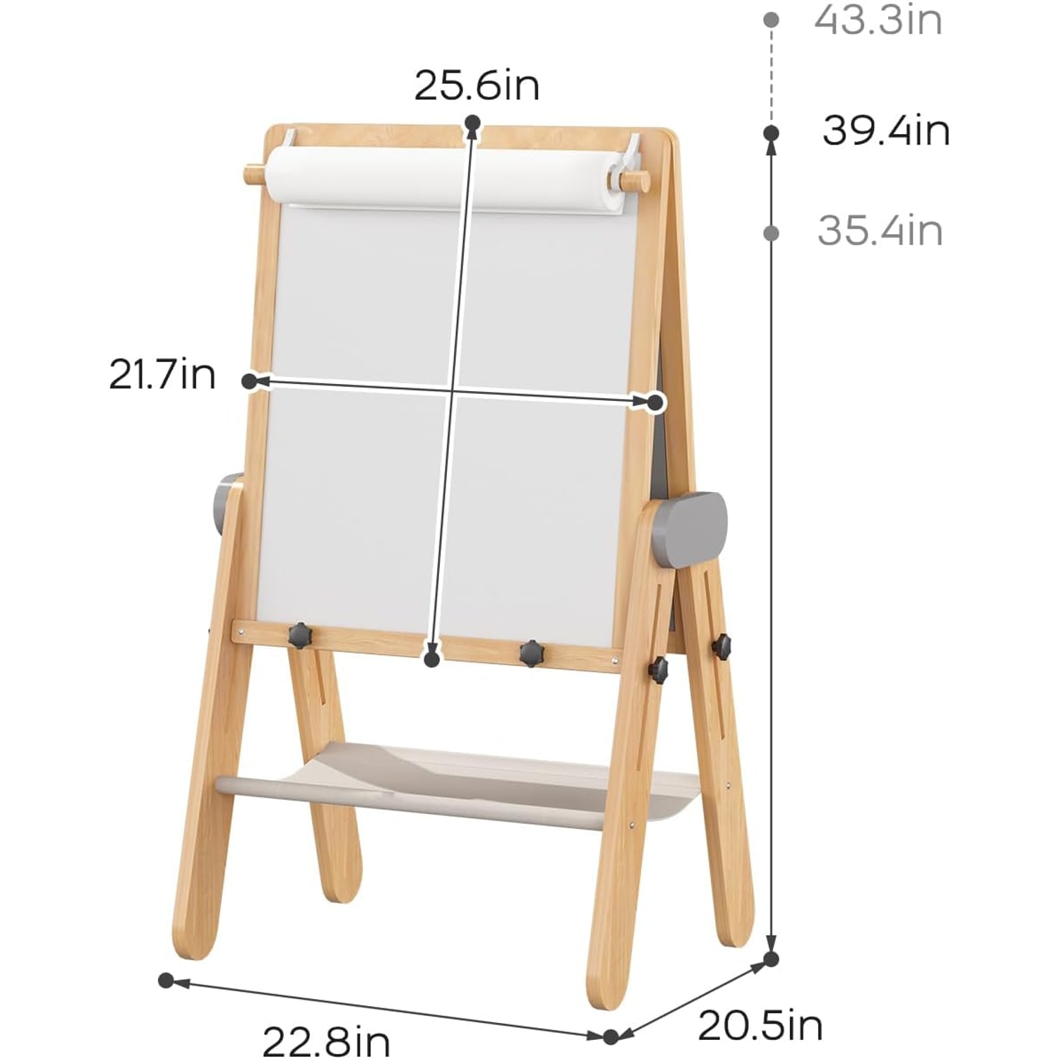 Folding Kids Art Easel with Magnetic Chalkboard and Whiteboard: image 3