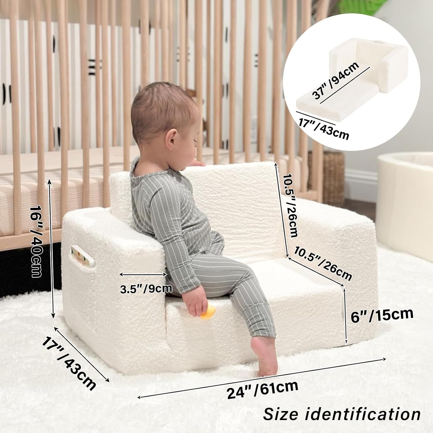Kids Fold Out Sofa Dinosaur 2-in-1 Couch Chair: image 2