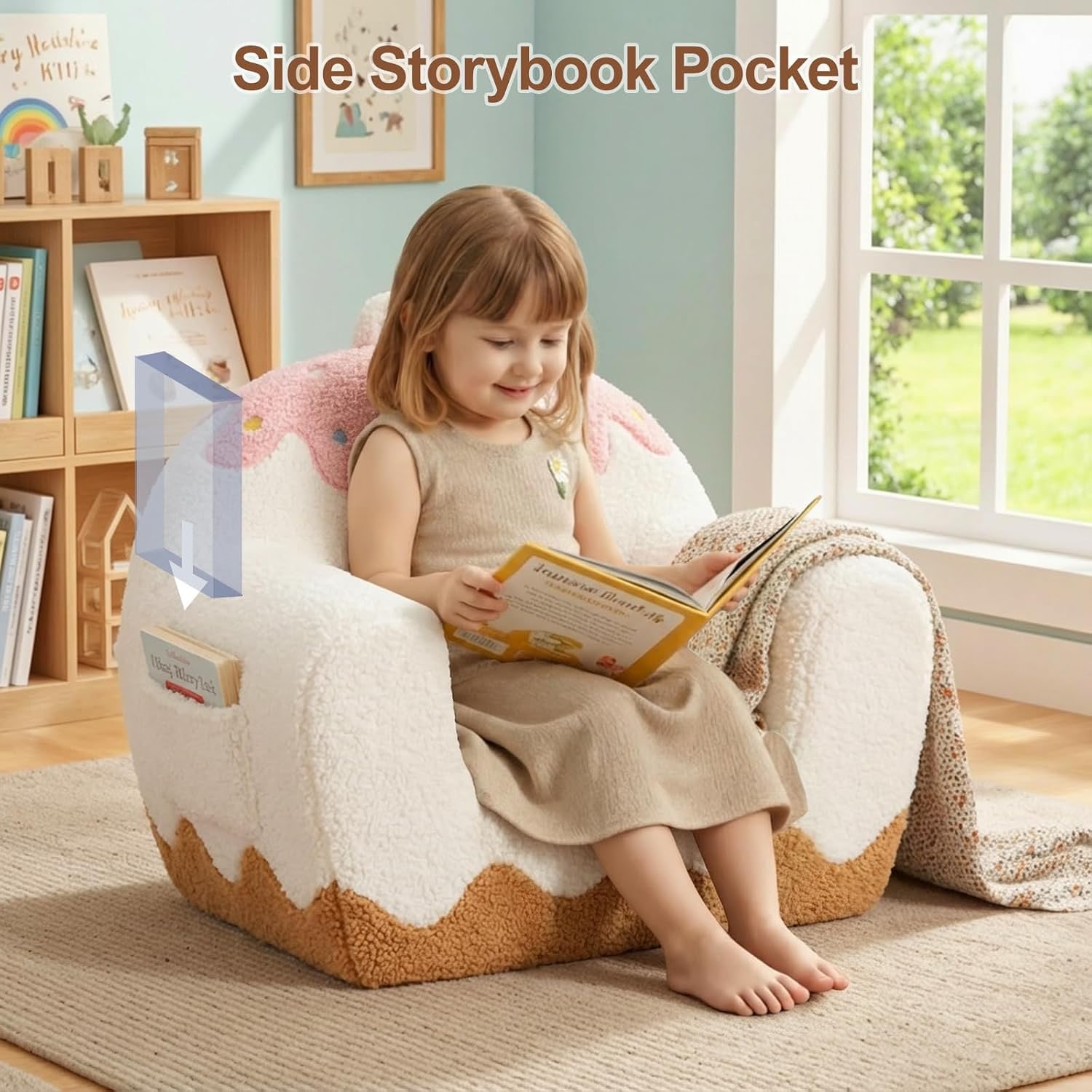 Sherpa Kids Sofa Chair with Book Pocket