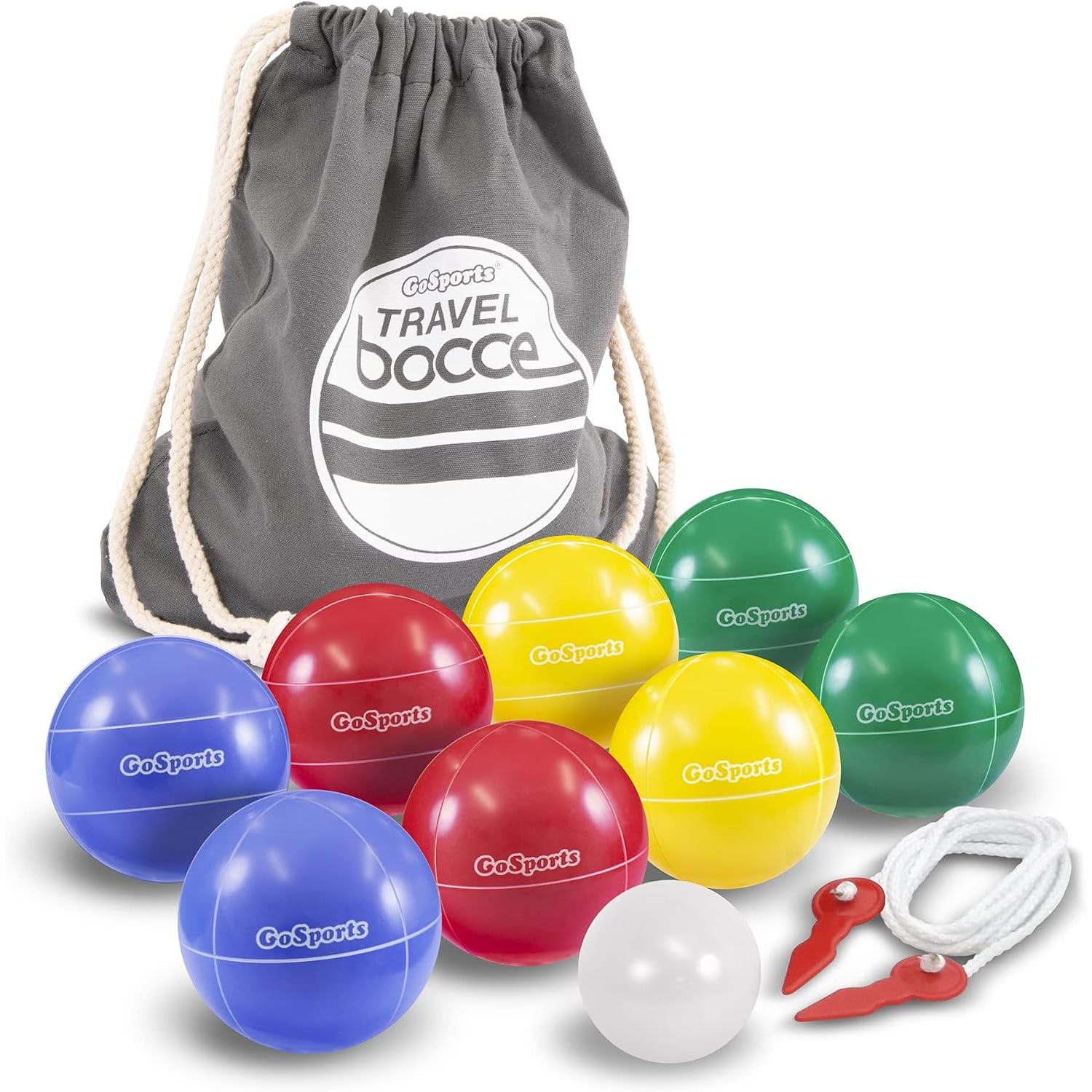 Mini Travel Bocce Set with 8 Balls, Pallino and Tote Bag